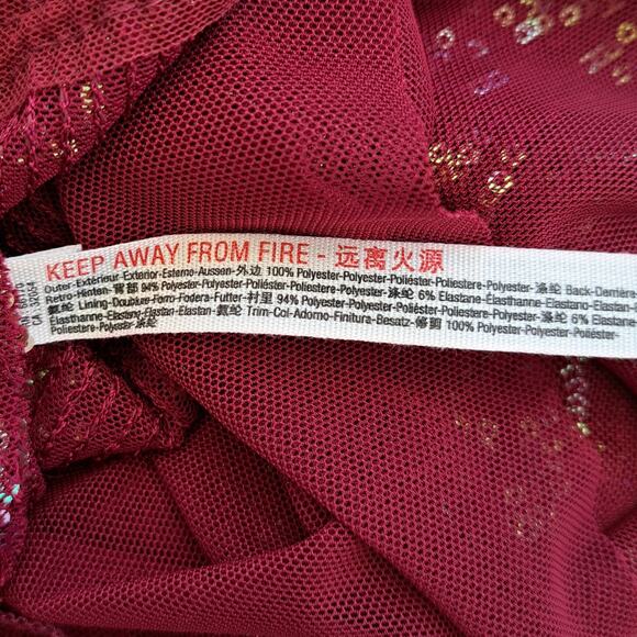 Free People Gold Rush Sequin Mini Dress in Wine Size Small Party Prom Mesh - Picture 12 of 12